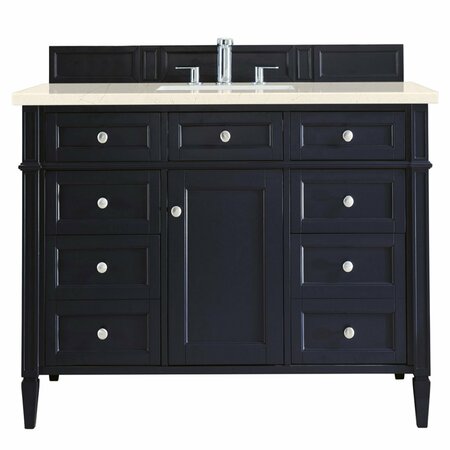 JAMES MARTIN VANITIES Brittany 48in Single Vanity, Victory Blue w/ 3 CM Eternal Marfil Quartz Top 650-V48-VBL-3EMR